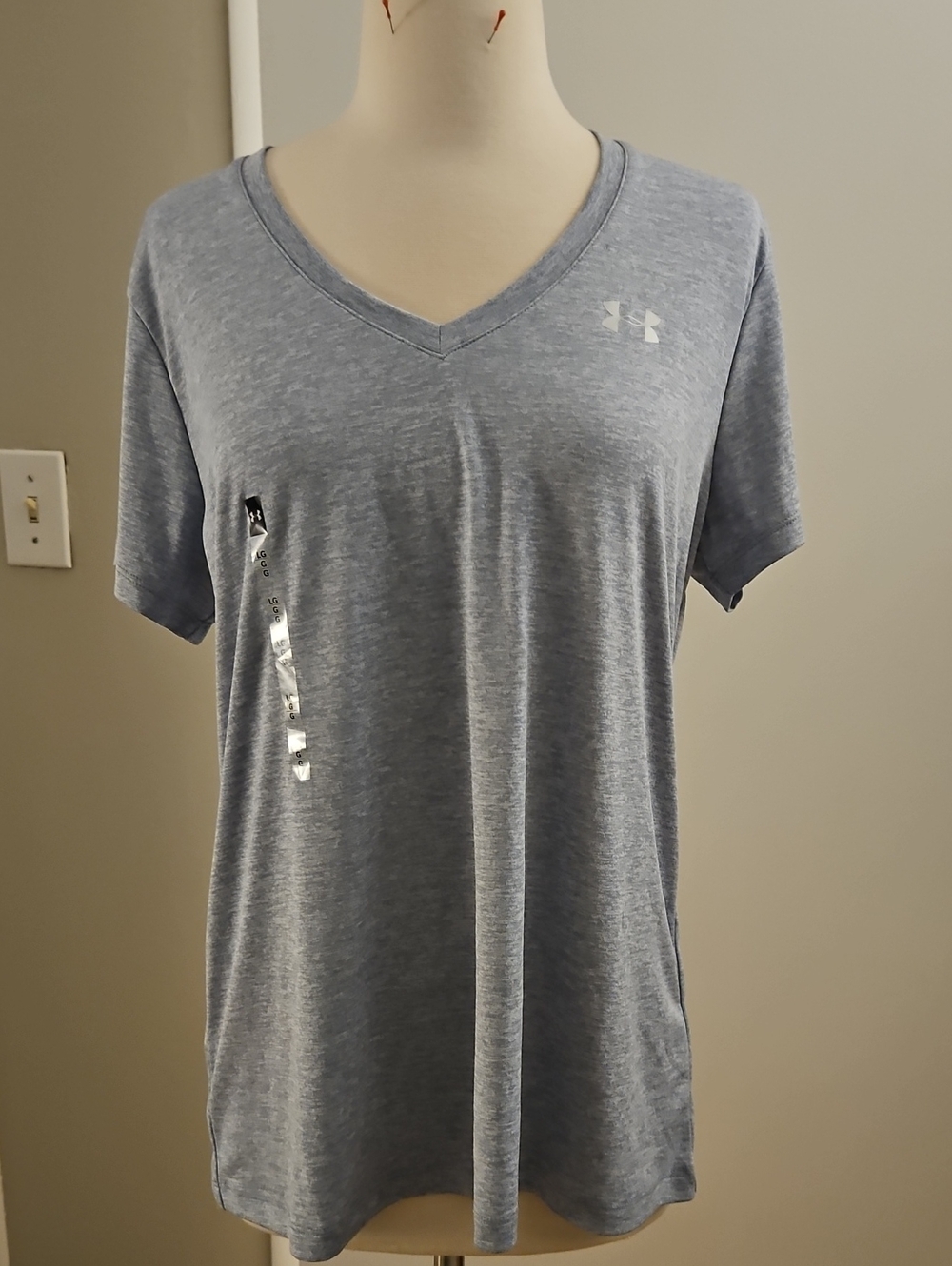 Under Armour Women's Light Heather Blue V-Neck Performance Tee